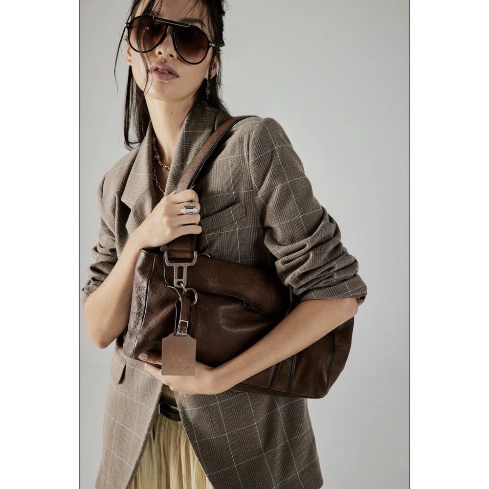 NWT We The Free Harper Shoulder Bag Free People Leather Flap Top Chocolate Brown - Picture 2 of 9
